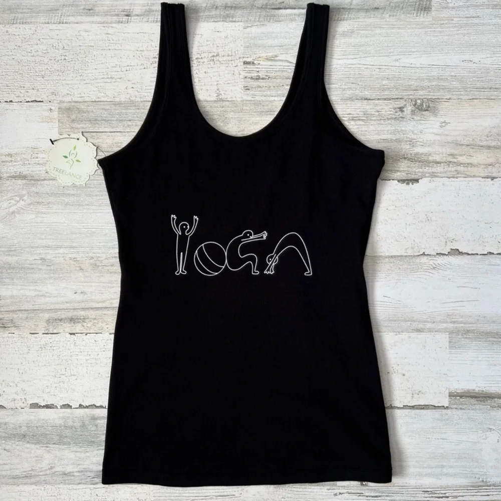 NWT Treelance Black Yoga Tank Top Size M - Picture 1 of 4